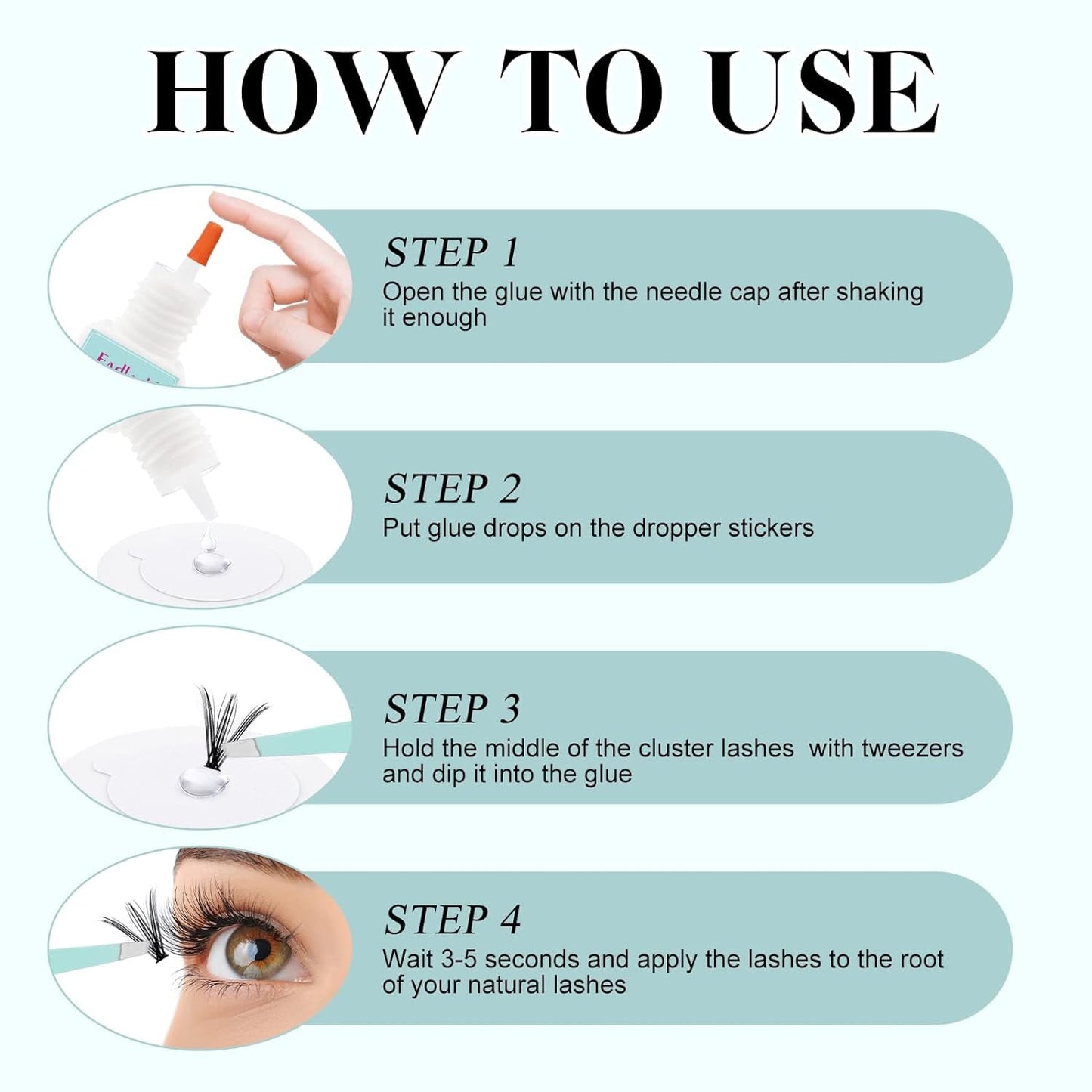 Fadlash Cluster Lash Glue Individual Lash Glue 3-5S for Beginners 7-15