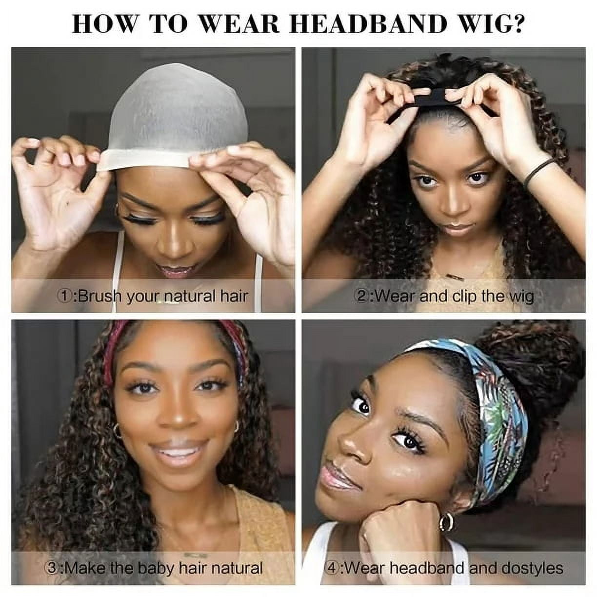 DOPI Headband Wigs Curly Glueless Wig for Black Woman Synthetic Hair