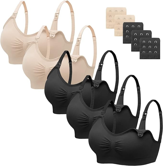 HBlife 5 Pack Nursing Bras for Breastfeeding Womens Maternity Bras Sea