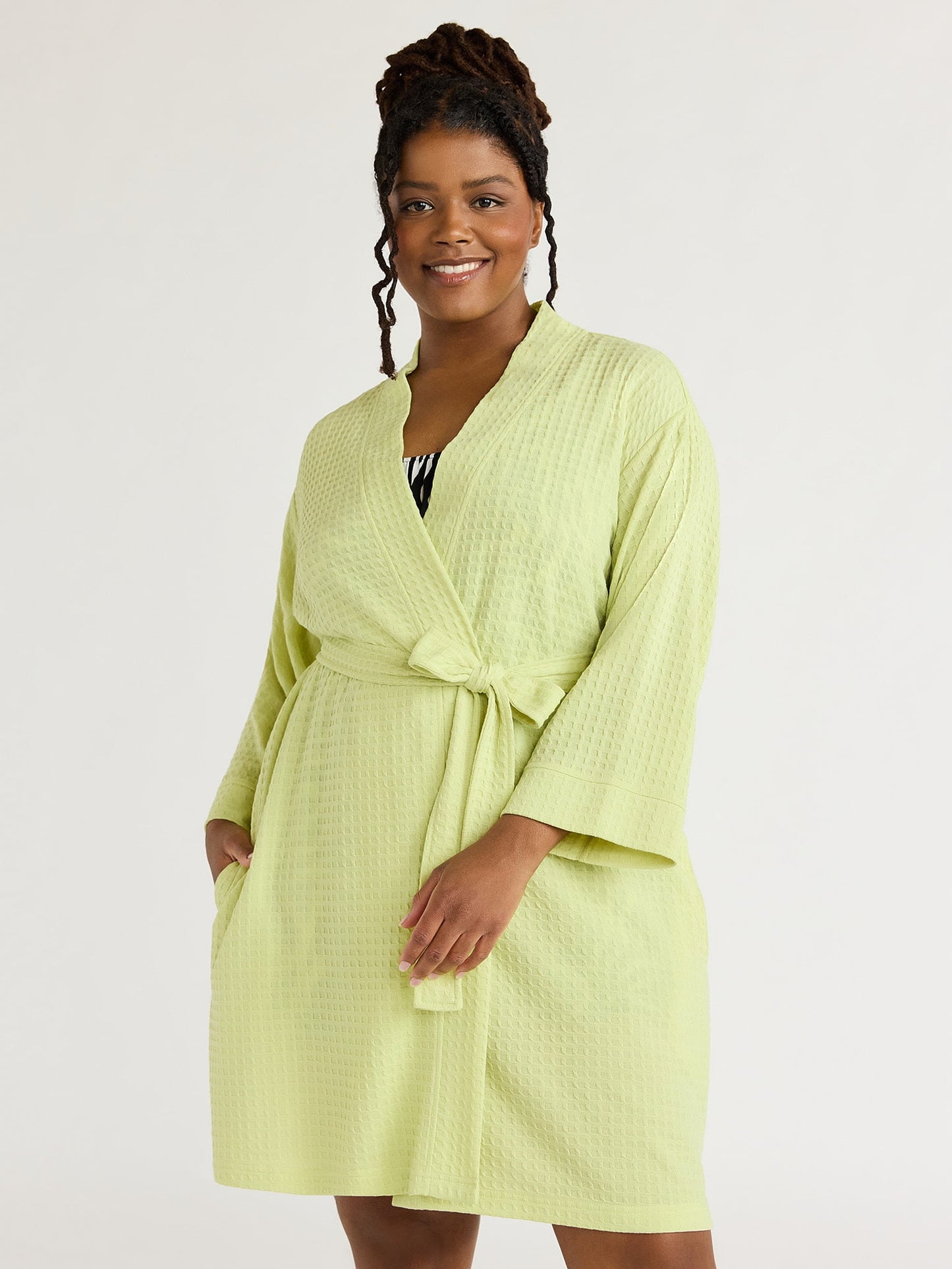 Joyspun Women's Shawl Collar Knit Robe, Size S to 3X