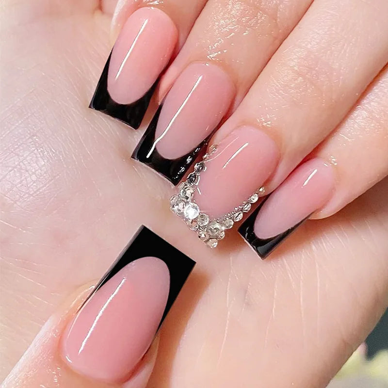 24Pcs Spring Short Square False Nails Floral Purple Stick on Fake Nails Manicure French Full Cover Acrylic Nail Tips Removable