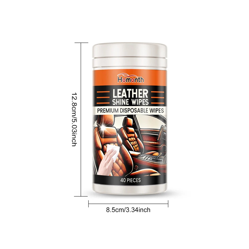 40Pcs Leather Cleaner & Conditioner Wipes Car Leather Wipes Conditioning Wipes Car Interior Cleaning Wet Wipe