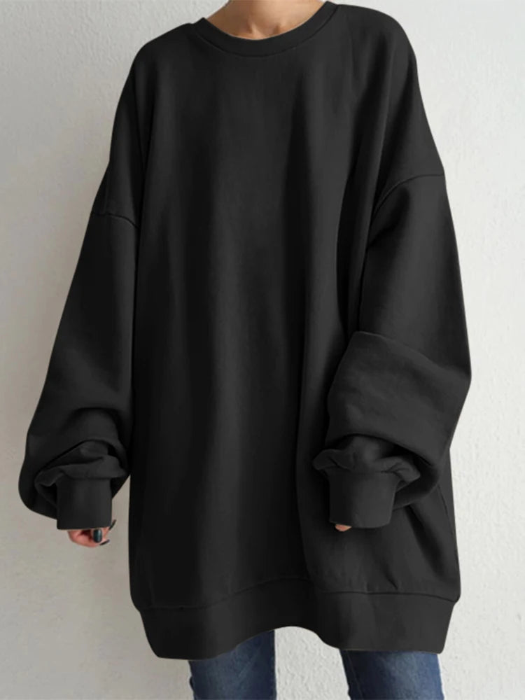 ZANZEA Oversized Winter Sweatshirt Fashion Women Long Sleeve Solid Loose Pullover Autumn Hoodies Casual Sweatshirts Streetwear