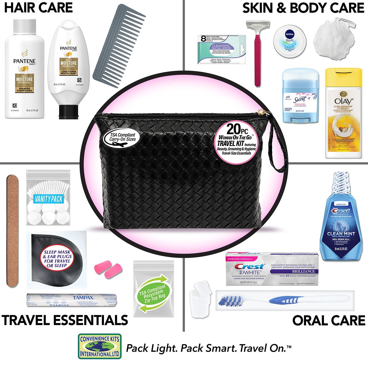 Convenience Kits International Women’s Premium 20-Piece Kit with Tra