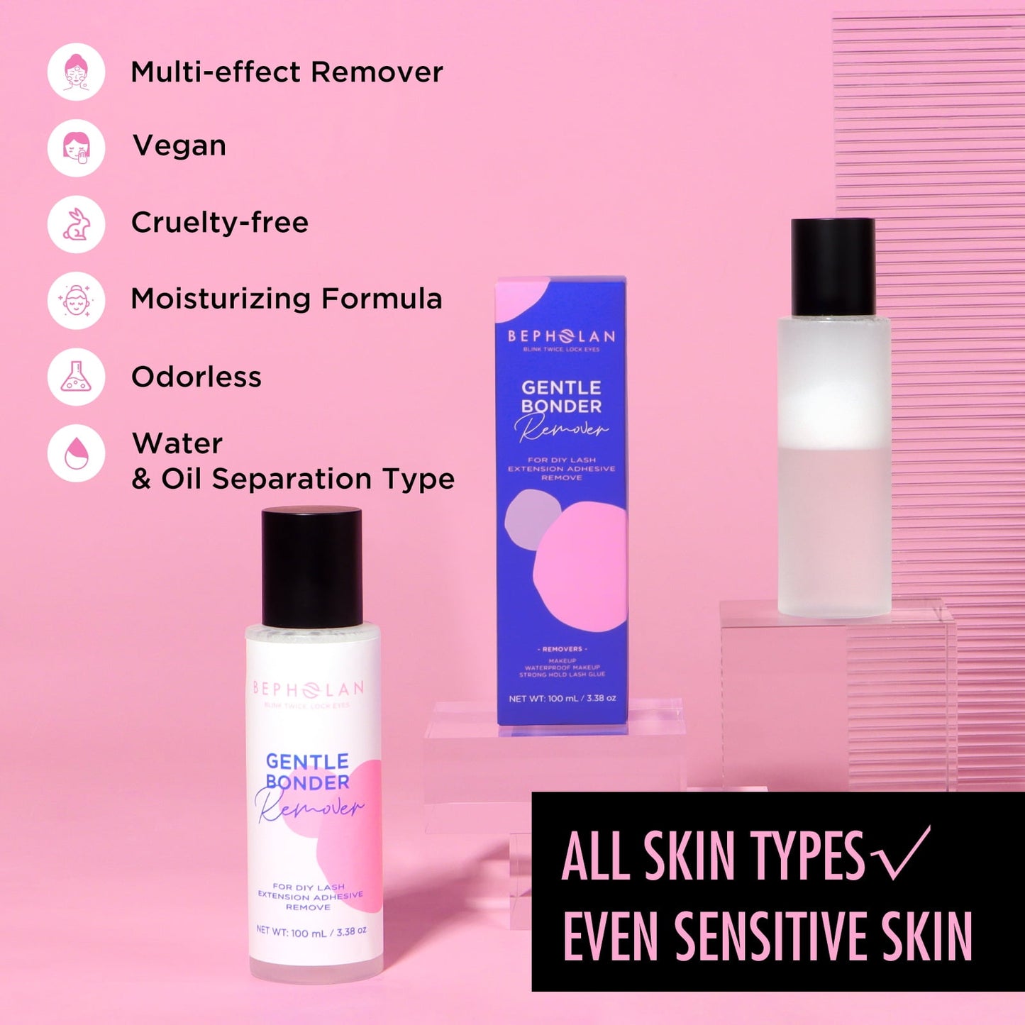 BEPHOLAN Lash Glue Remover, DIY Eyelash Extension Remover, Bond & Seal