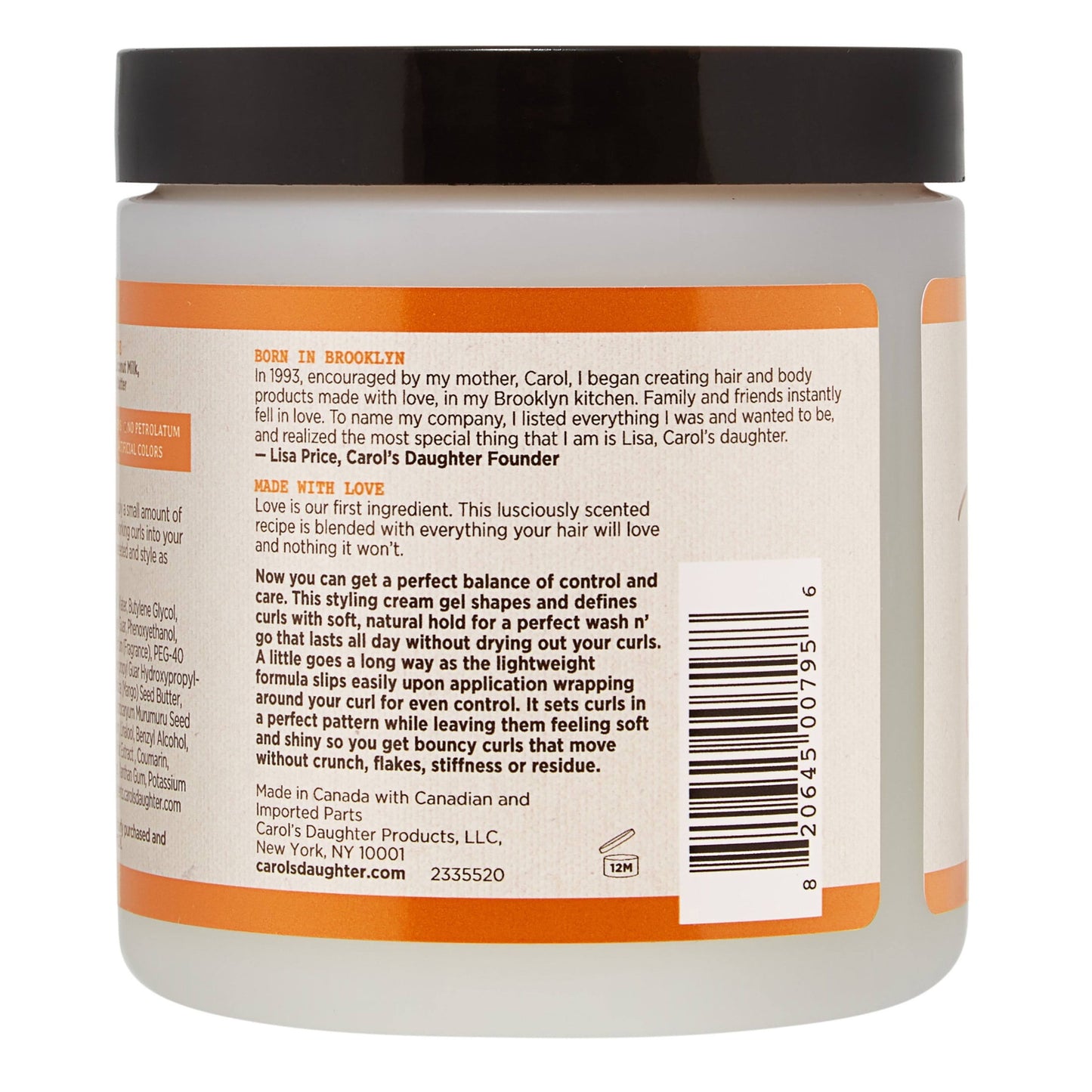 Carol's Daughter Moisturizing Shaping Cream Gel for with Curly Hair wi