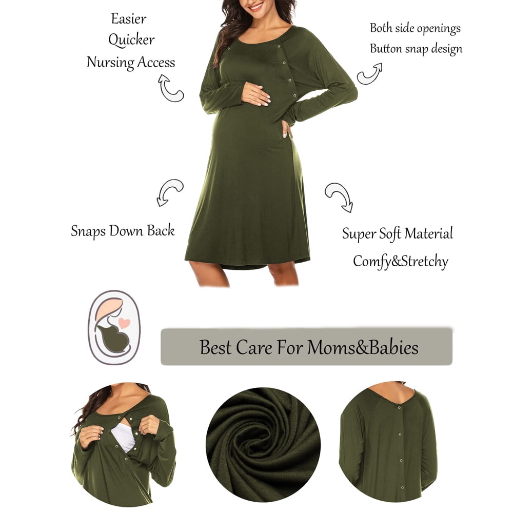 Avidlove Women’s Nursing/Delivery/Labor Nightgown Long Sleeve Matern