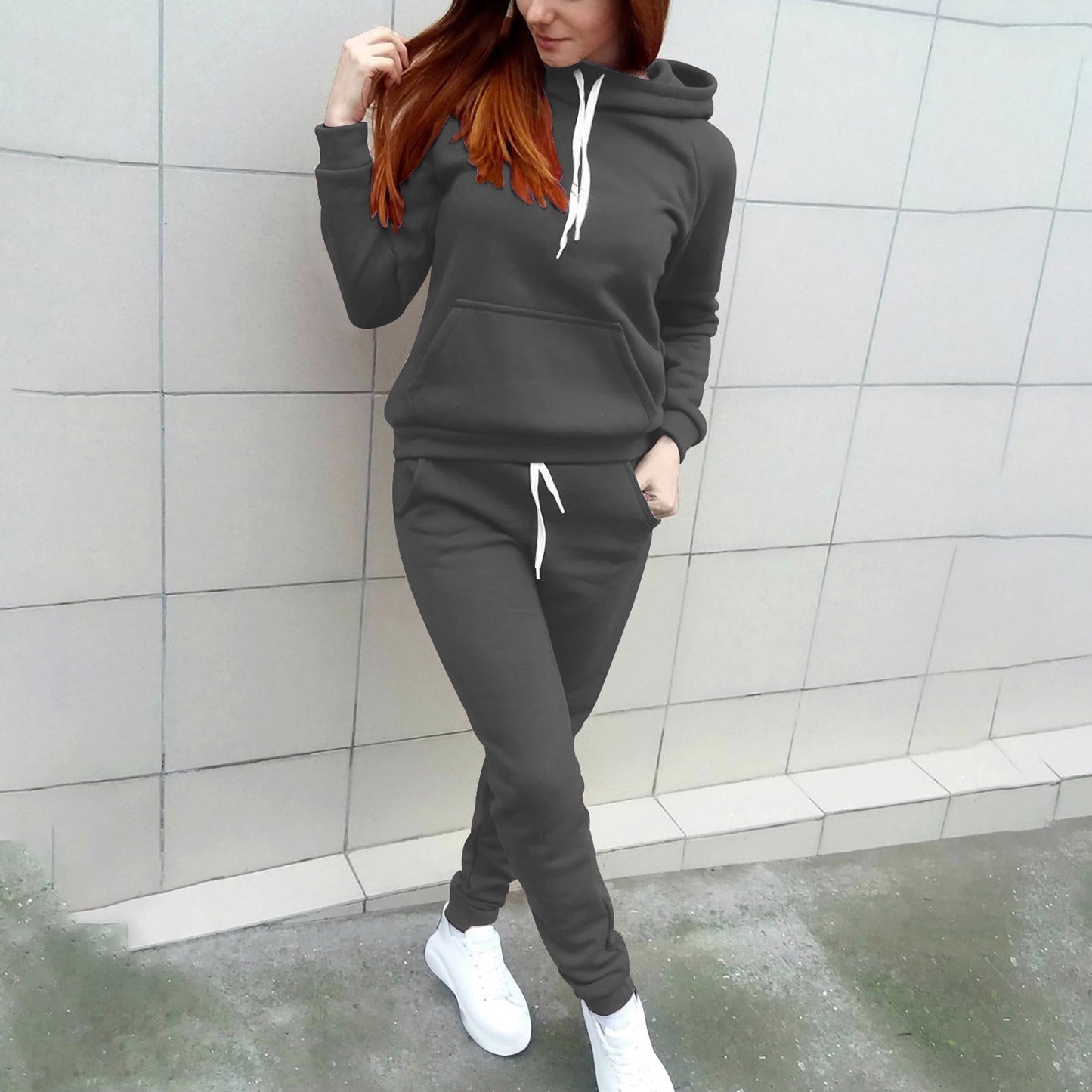 BLVB Women Jogger Outfit Matching Sweat Suits Long Sleeve Hooded Sweat