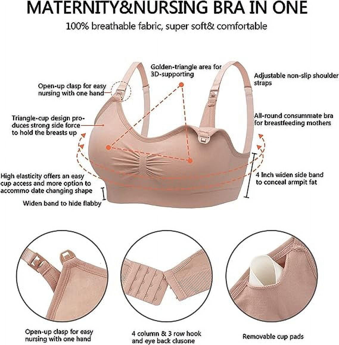 HBlife 5 Pack Nursing Bras for Breastfeeding Womens Maternity Bras Sea