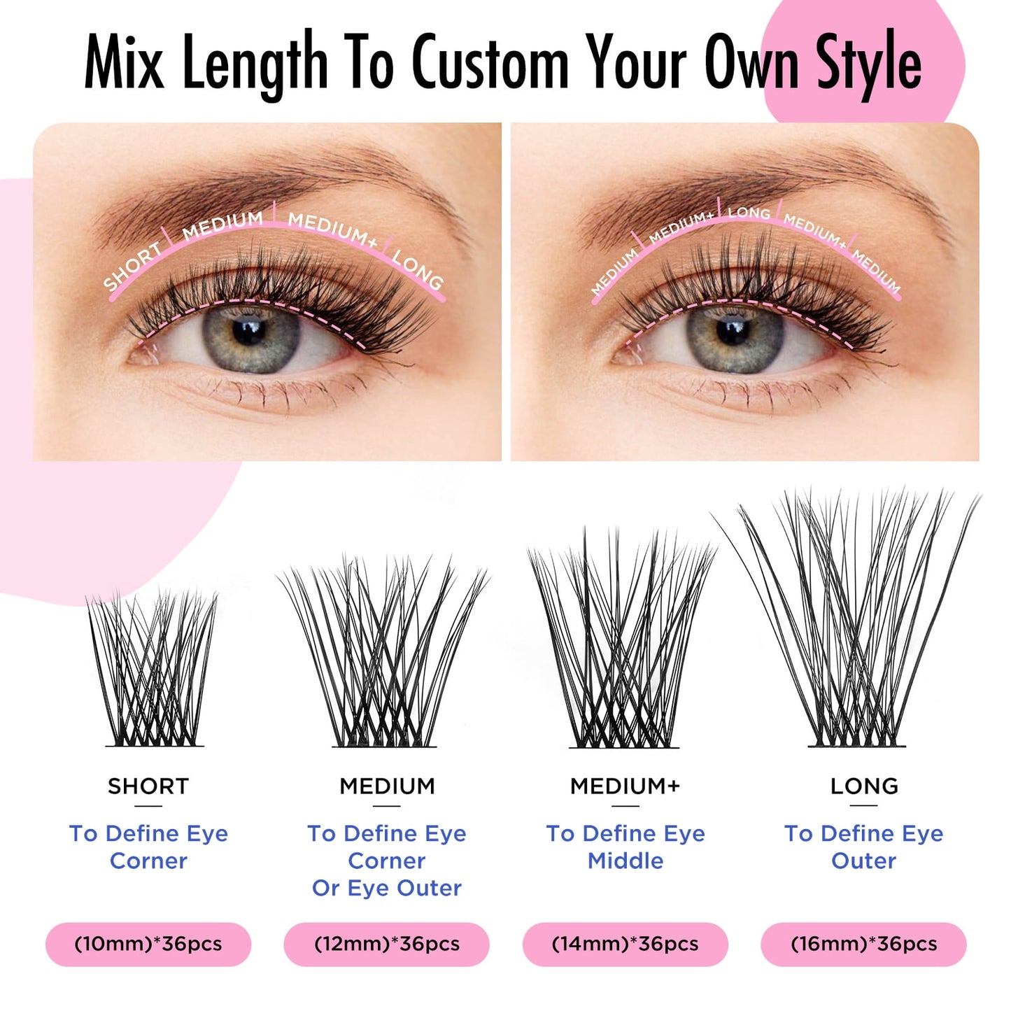 Bepholan 144Pcs Individual Lashes Eyelash Clusters Extensions Thin Ban