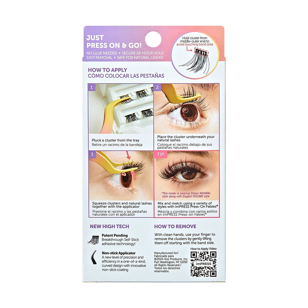 KISS USA imPRESS Press-On Falsies Eyelash Clusters Minipack, Natural,