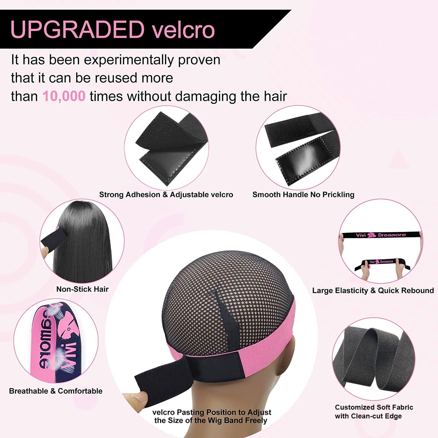 5PCS ViviDreamore Lace Melting Band, Elastic Bands for Wig, Double-Sid