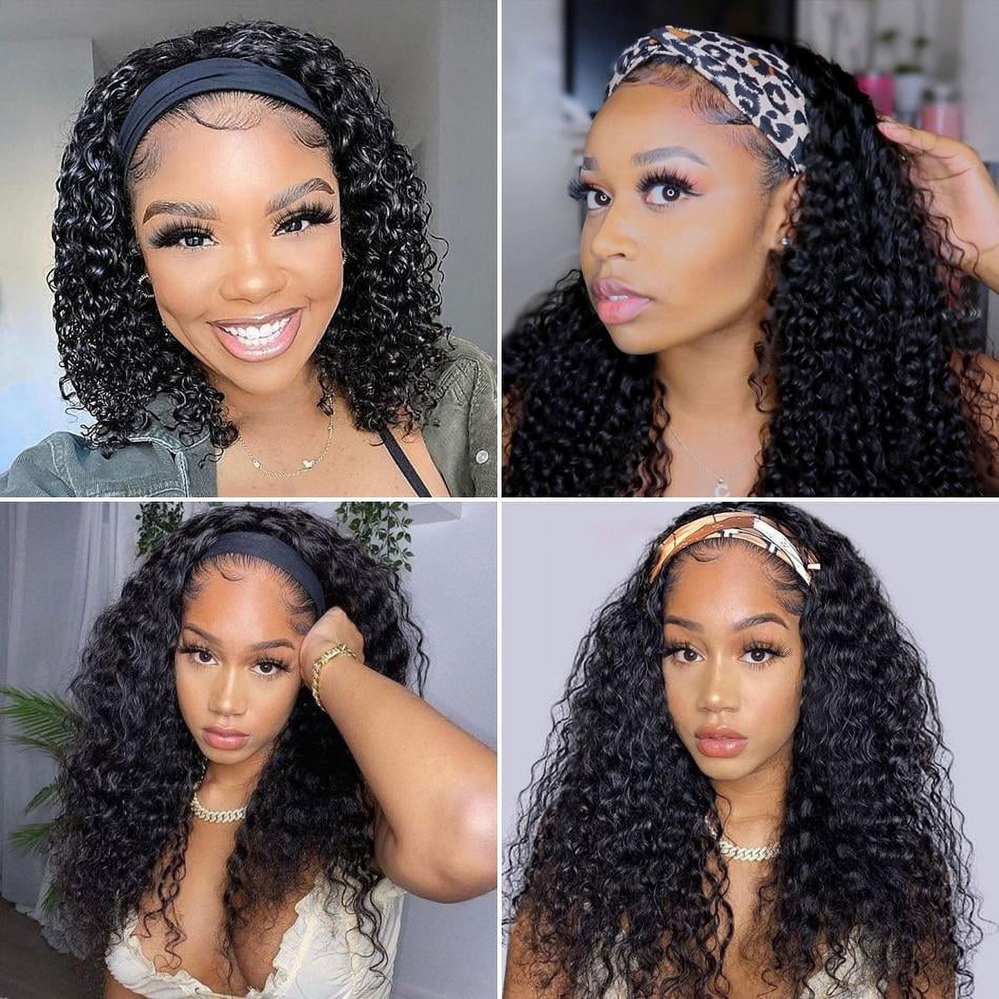 DOPI Headband Wigs Curly Glueless Wig for Black Woman Synthetic Hair