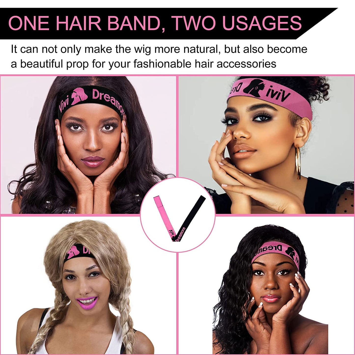 5PCS ViviDreamore Lace Melting Band, Elastic Bands for Wig, Double-Sid