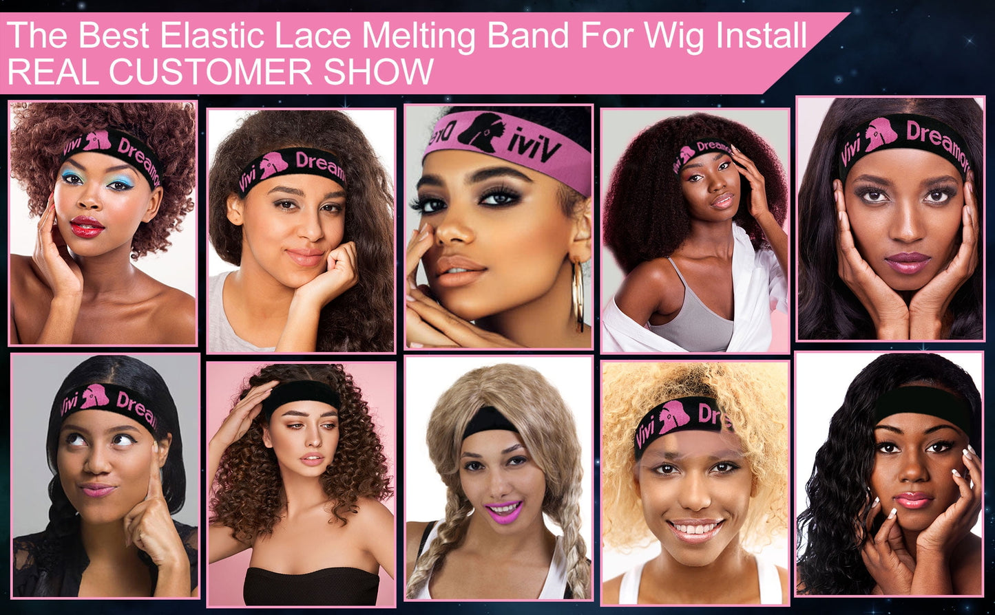 5PCS ViviDreamore Lace Melting Band, Elastic Bands for Wig, Double-Sid