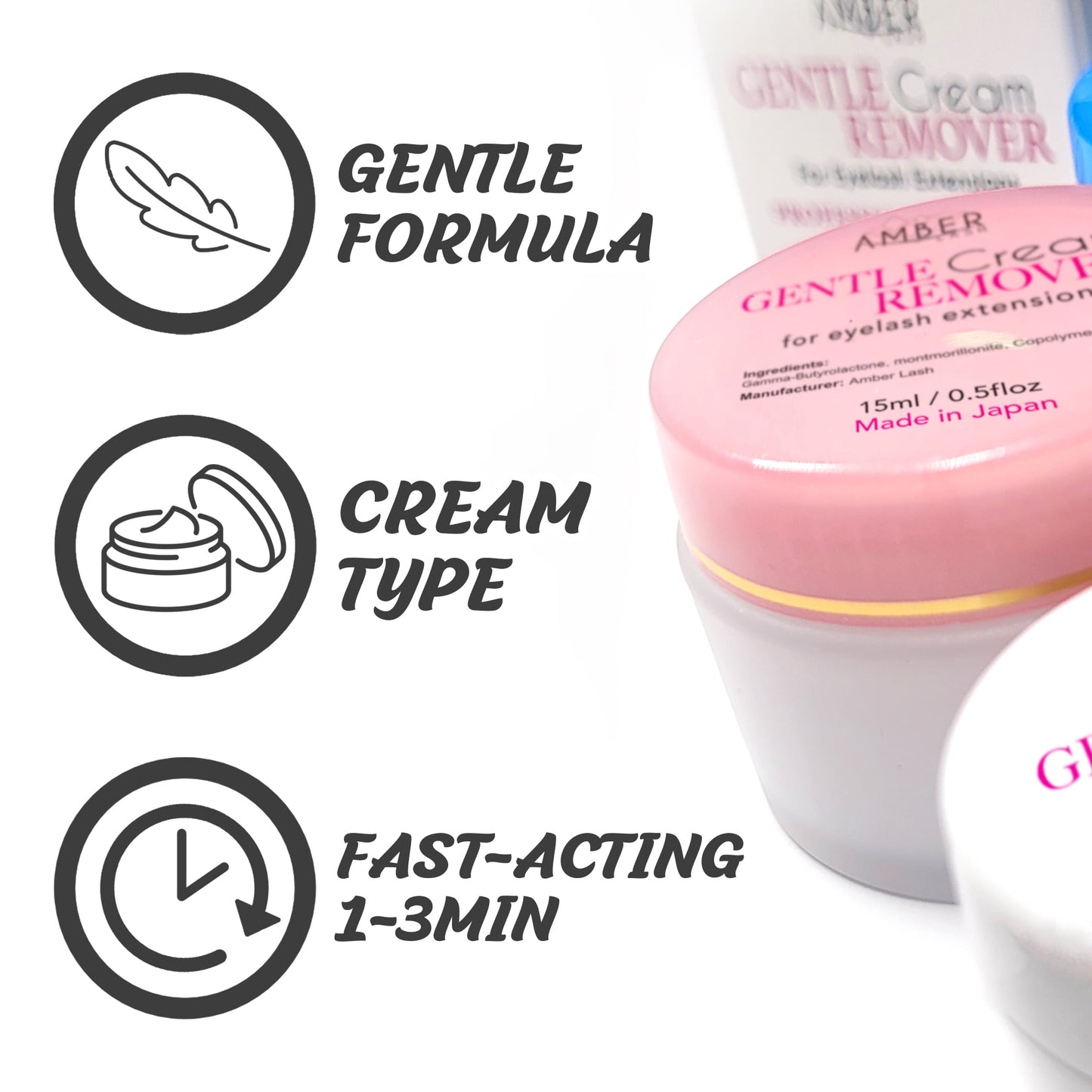 Amber Lash Gentle Cream Remover for Eyelash Extension 15ml | Sensitive