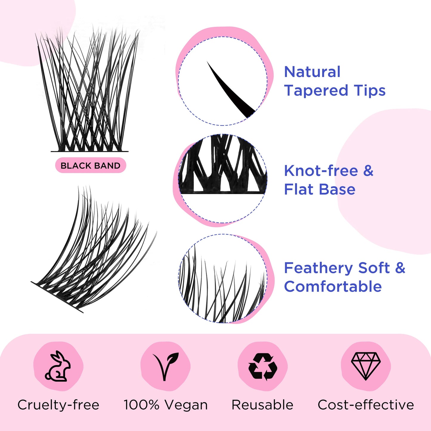 Bepholan 144Pcs Individual Lashes Eyelash Clusters Extensions Thin Ban