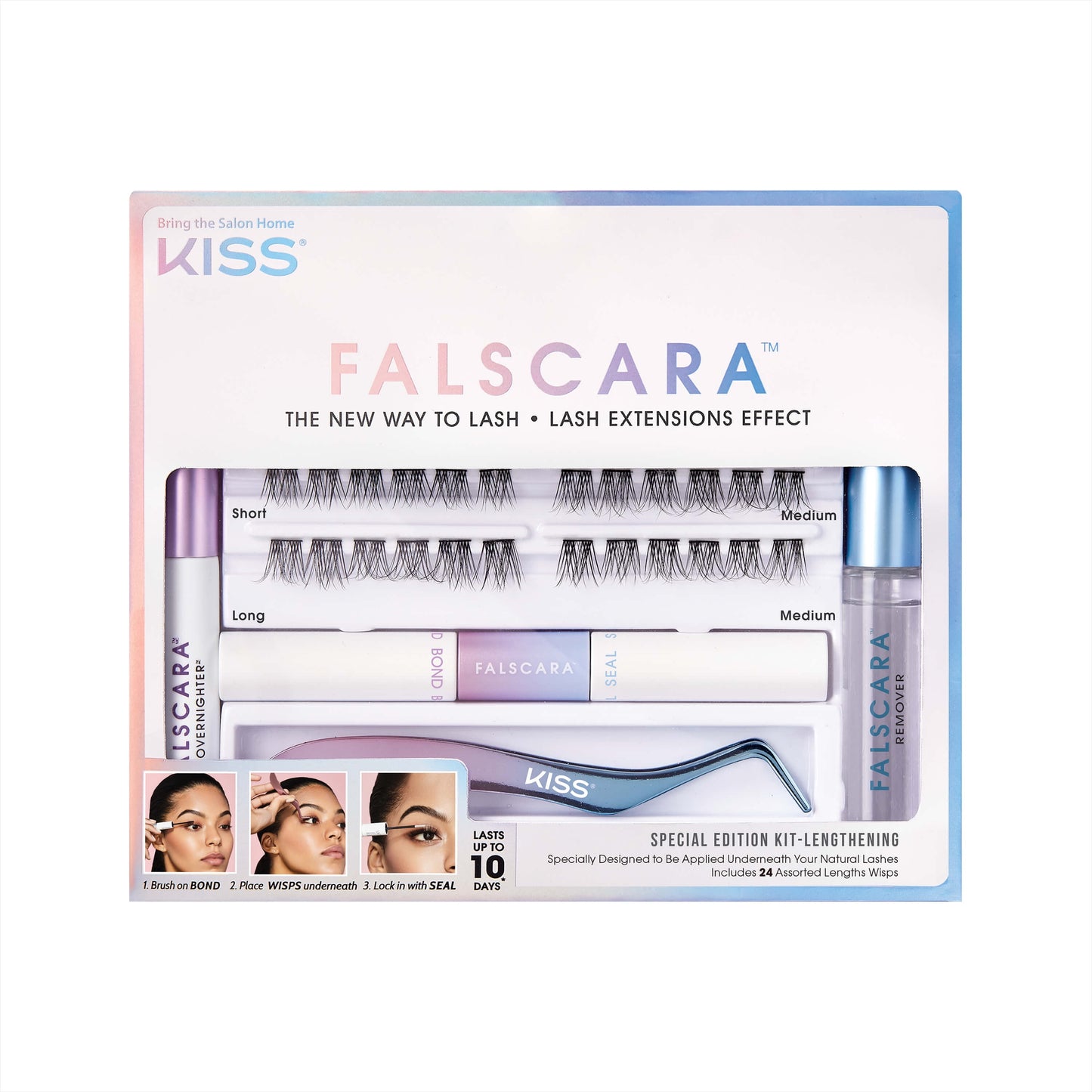 KISS Falscara False Eyelash Special Edition Starter Kit, 24 Lash Wisps