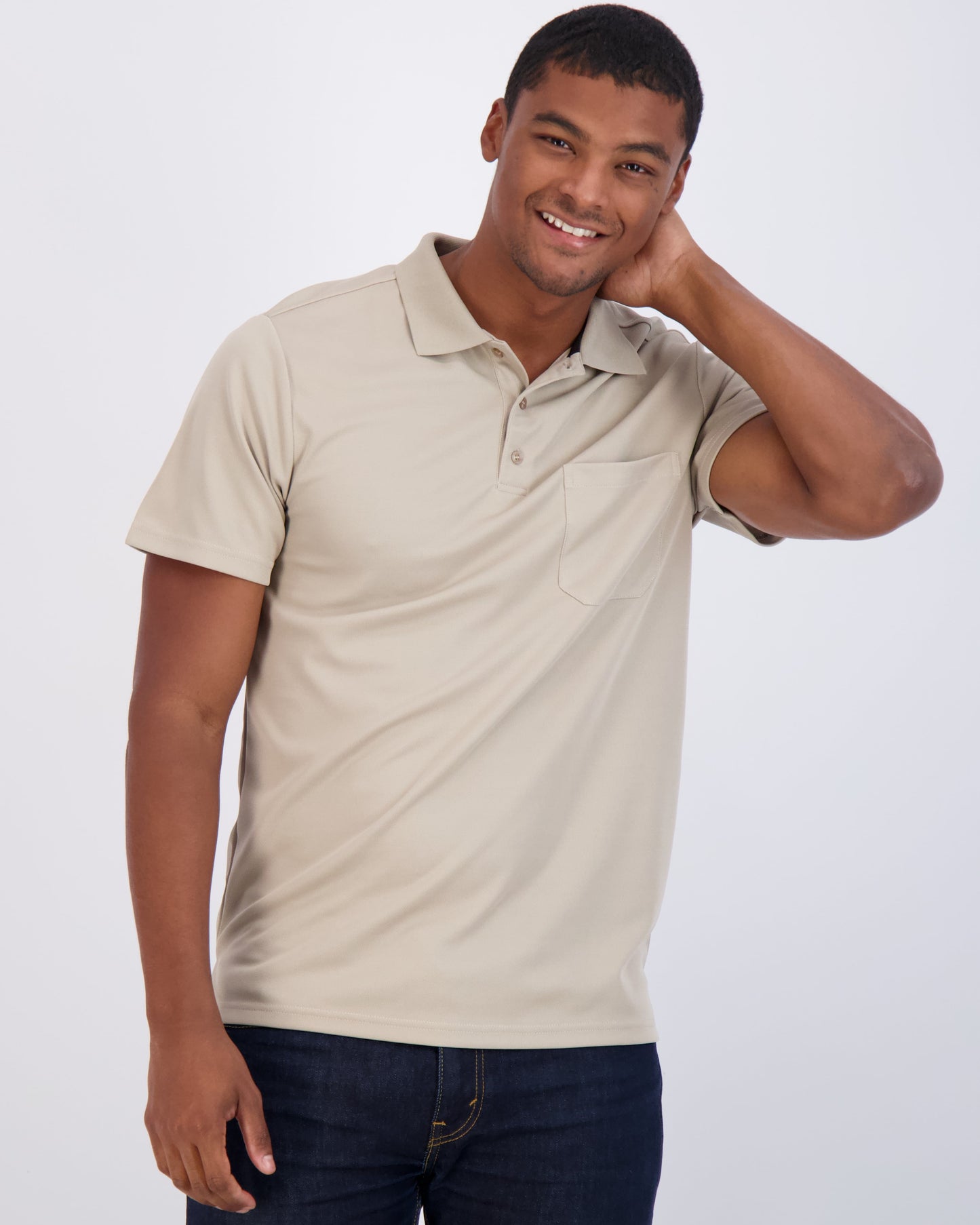 Real Essentials 3 Pack: Mens Short Sleeve Dry-Fit Collared Polo Shirt