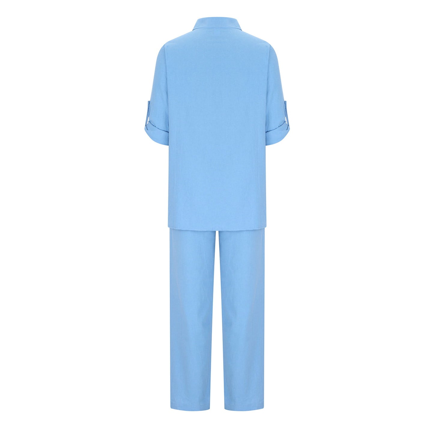BLVB Women's 2 Piece Cotton Linen Outfit Casual Baggy Long Sleeve Butt