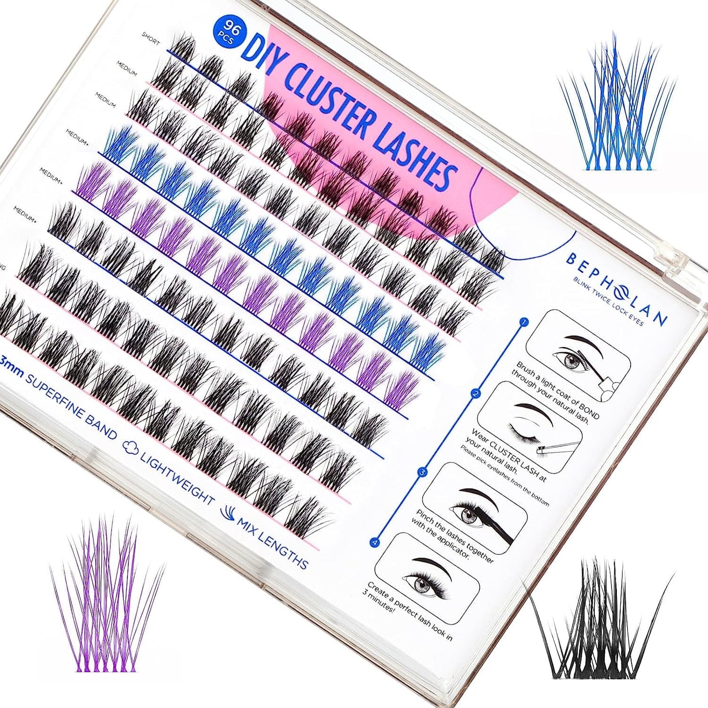 Bepholan 144Pcs Individual Lashes Eyelash Clusters Extensions Thin Ban