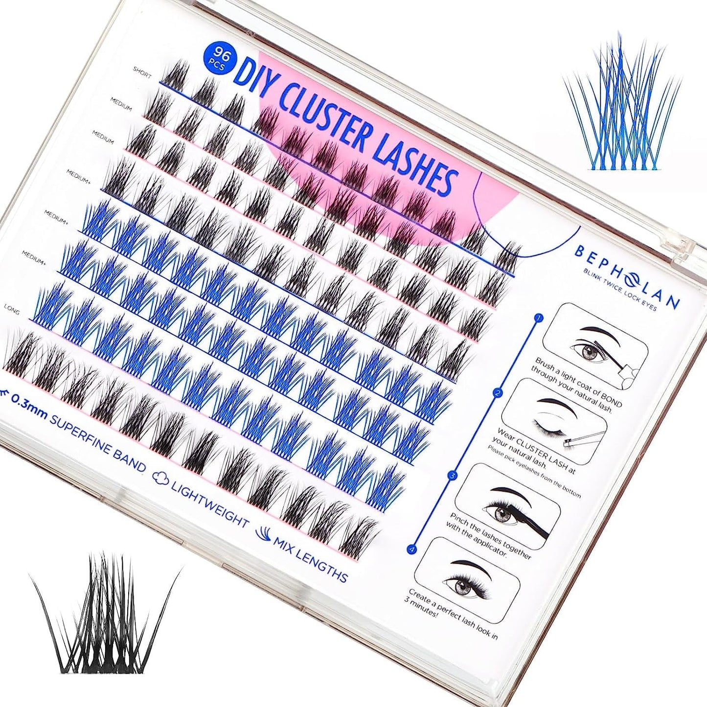 Bepholan 144Pcs Individual Lashes Eyelash Clusters Extensions Thin Ban