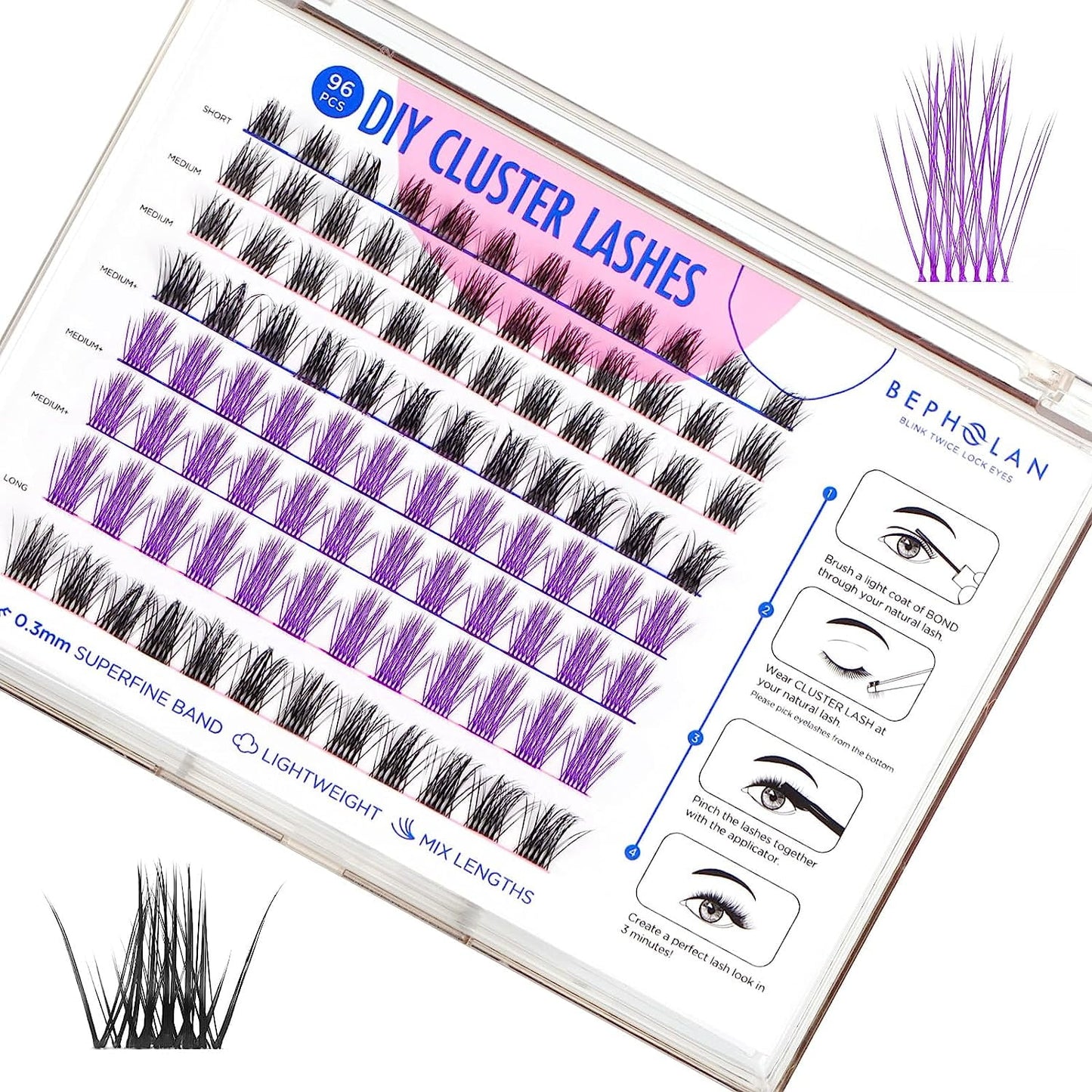 Bepholan 144Pcs Individual Lashes Eyelash Clusters Extensions Thin Ban