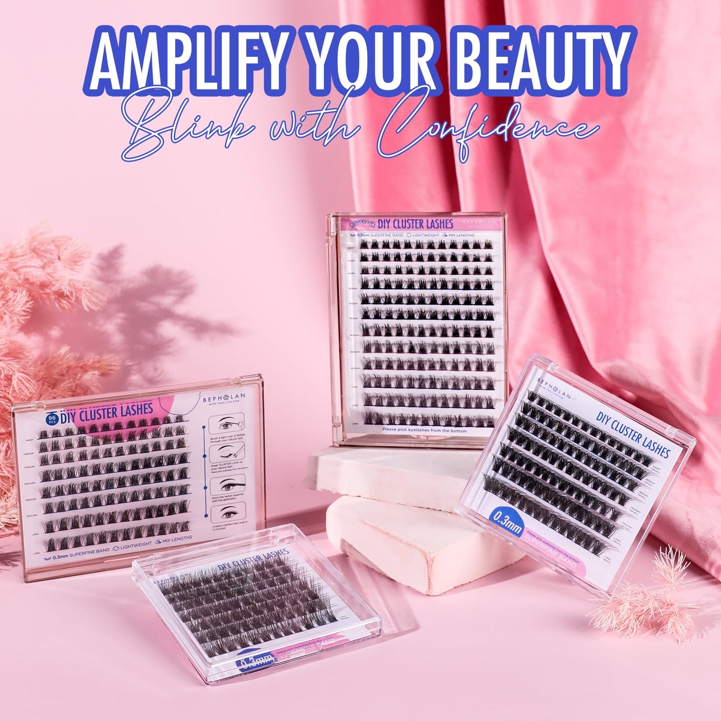 Bepholan 144Pcs Individual Lashes Eyelash Clusters Extensions Thin Ban
