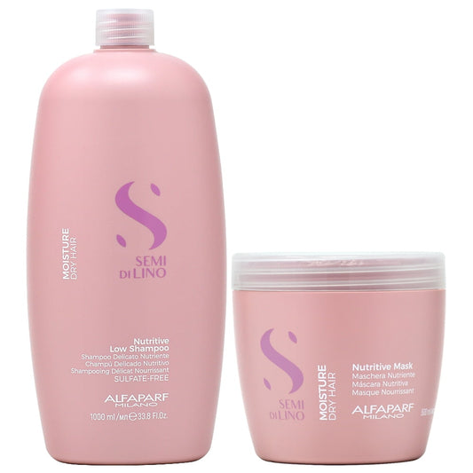 Alfaparf Semi Di Lino Moisture Nutritive Shampoo 33.8oz & Mask 16.9oz