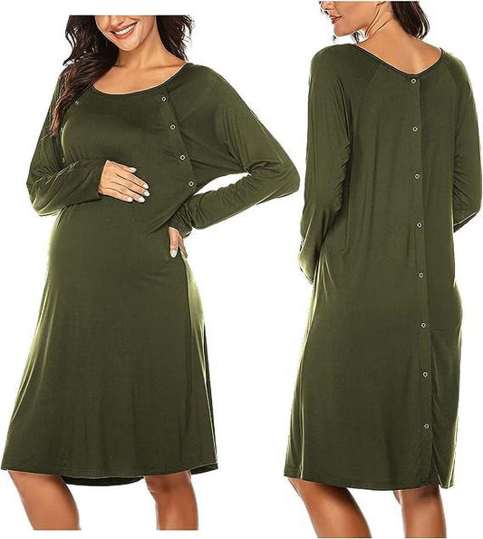 Avidlove Women’s Nursing/Delivery/Labor Nightgown Long Sleeve Matern