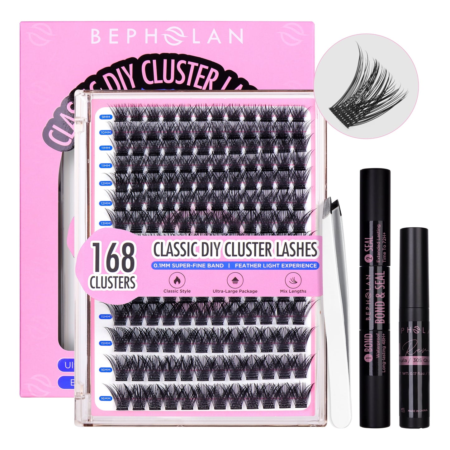 Bepholan 144Pcs Individual Lashes Eyelash Clusters Extensions Thin Ban