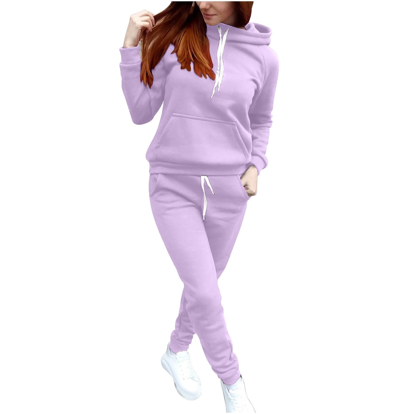 BLVB Women Jogger Outfit Matching Sweat Suits Long Sleeve Hooded Sweat