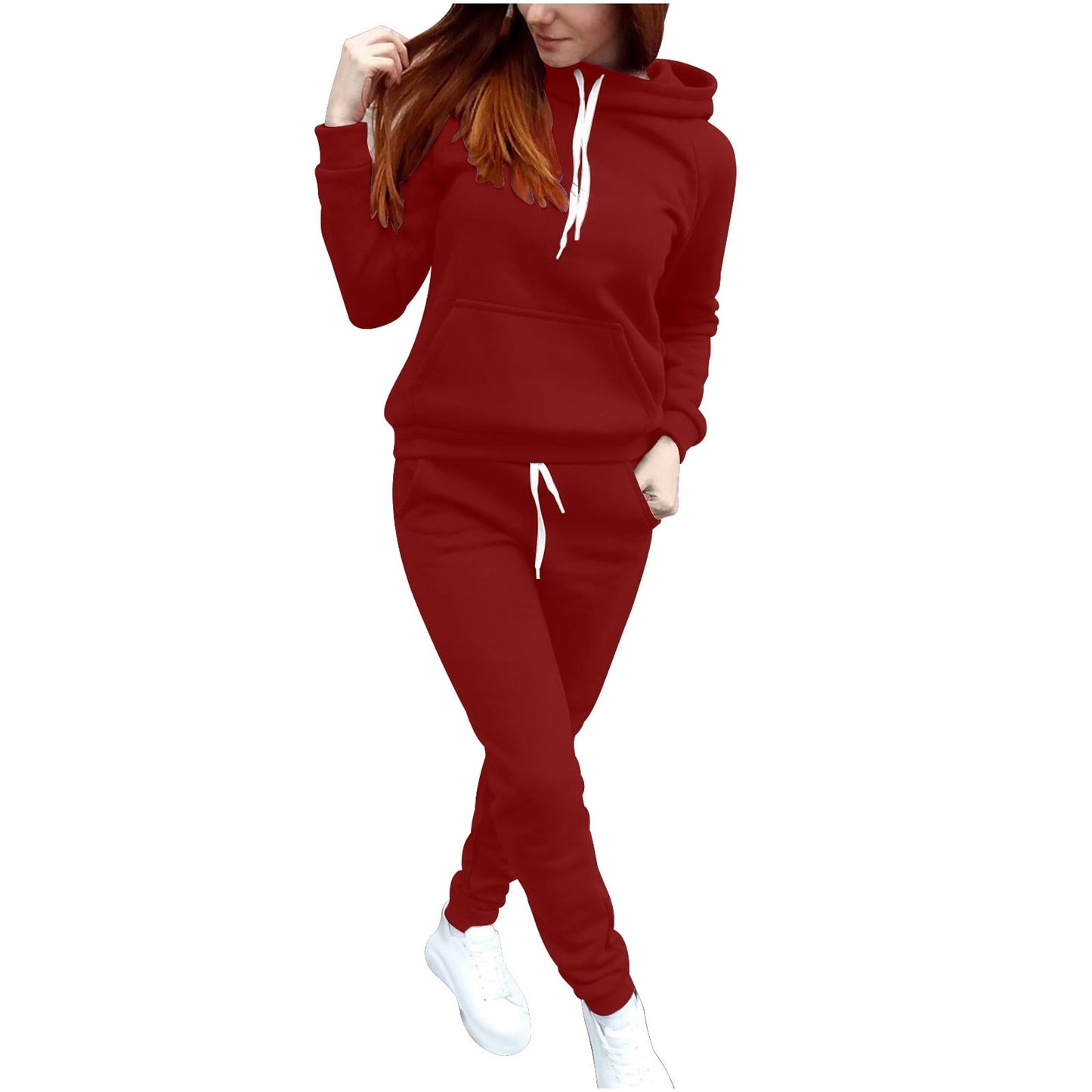 BLVB Women Jogger Outfit Matching Sweat Suits Long Sleeve Hooded Sweat