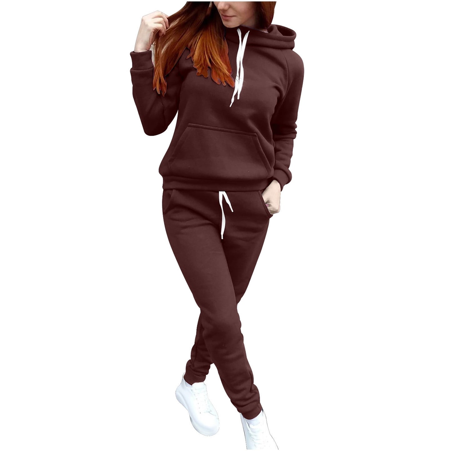 BLVB Women Jogger Outfit Matching Sweat Suits Long Sleeve Hooded Sweat