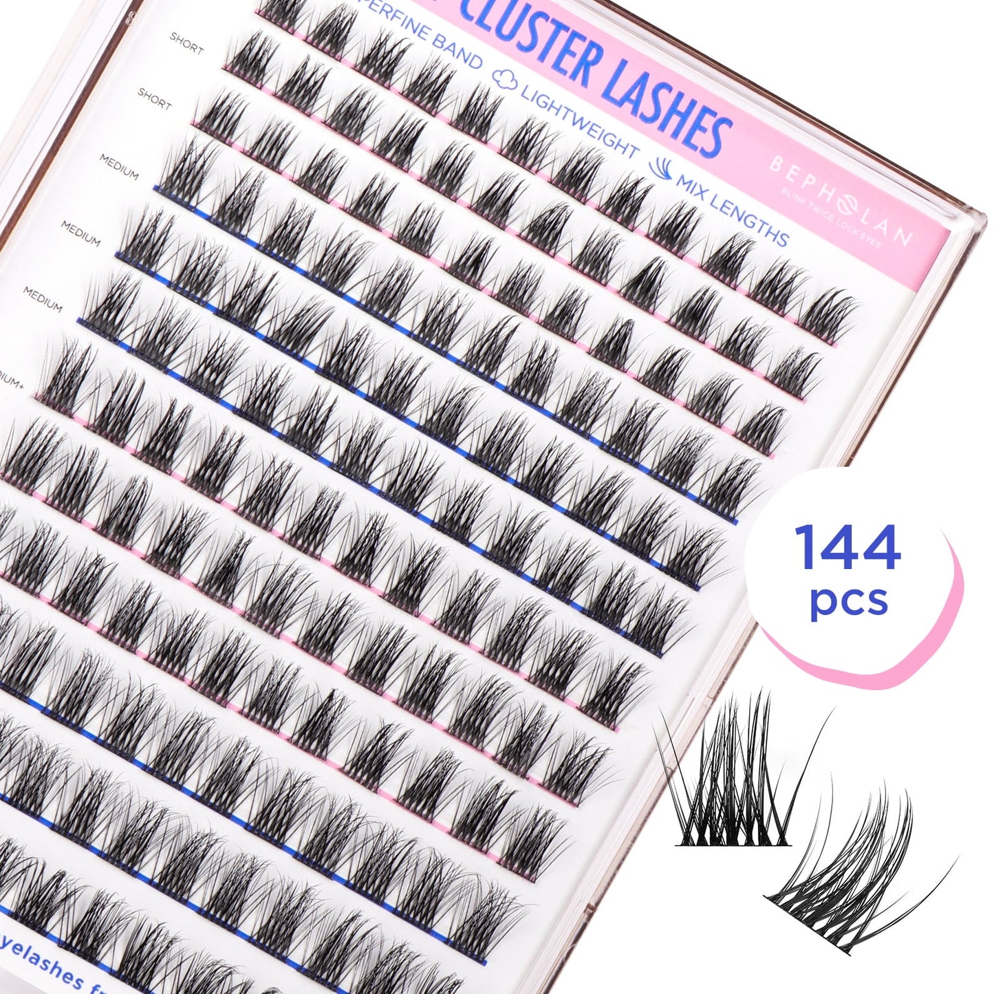 Bepholan 144Pcs Individual Lashes Eyelash Clusters Extensions Thin Ban