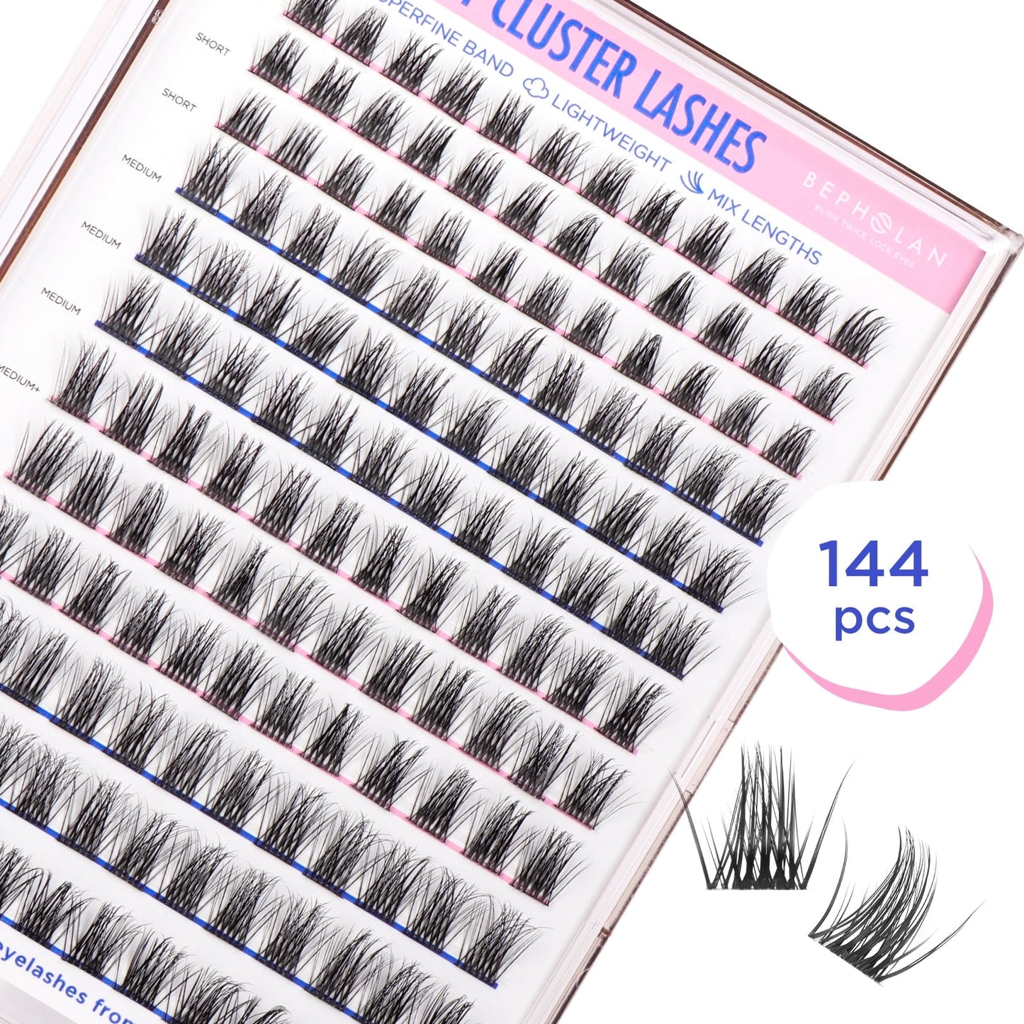 Bepholan 144Pcs Individual Lashes Eyelash Clusters Extensions Thin Ban