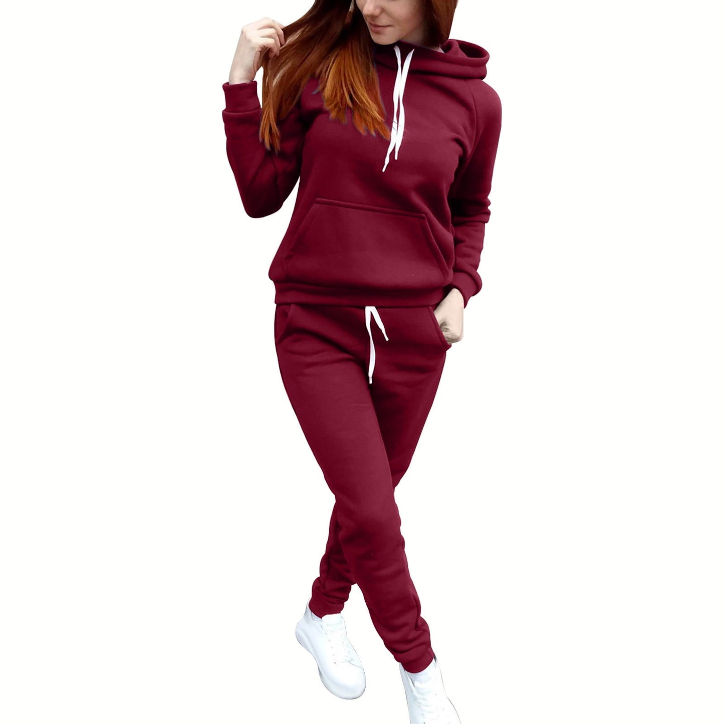 Besolor Women Jogger Outfit Matching Sweat Suits Long Sleeve Hooded Sw