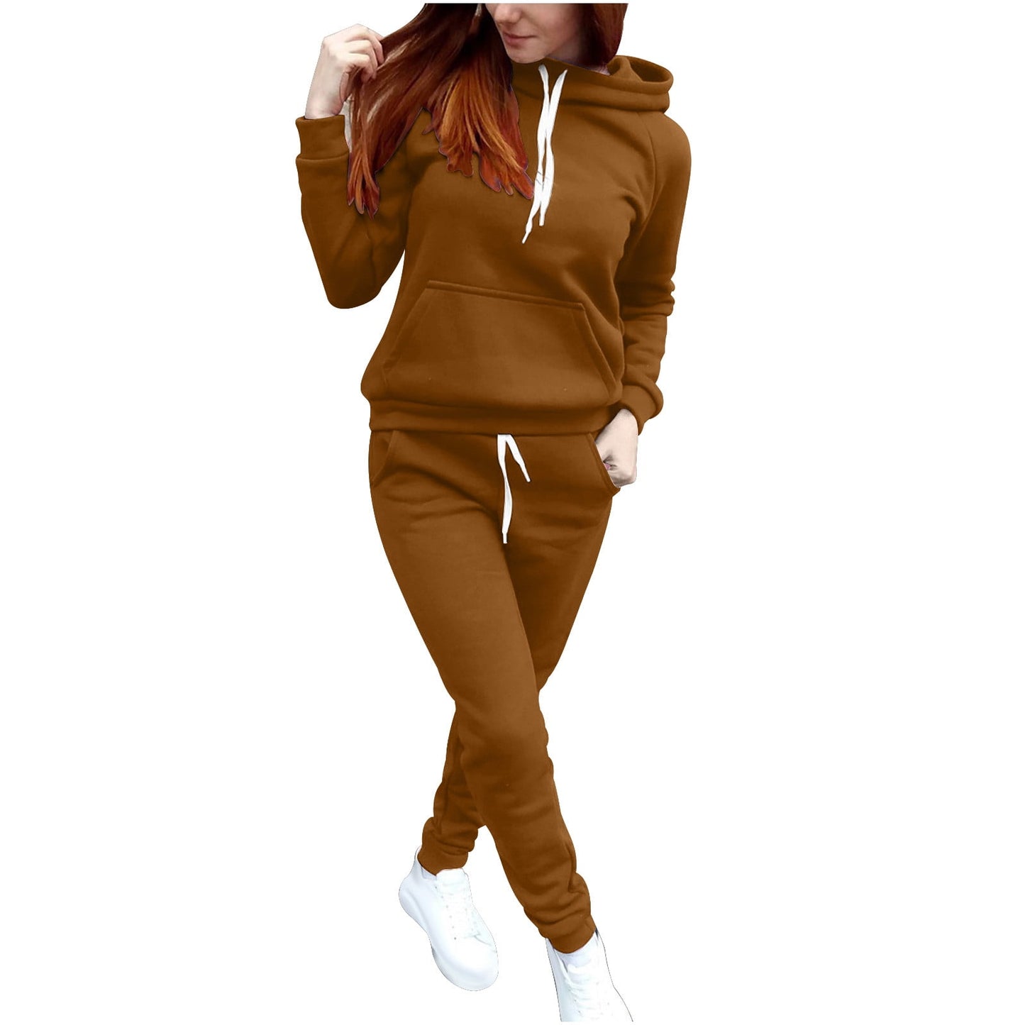 Besolor Women Jogger Outfit Matching Sweat Suits Long Sleeve Hooded Sw