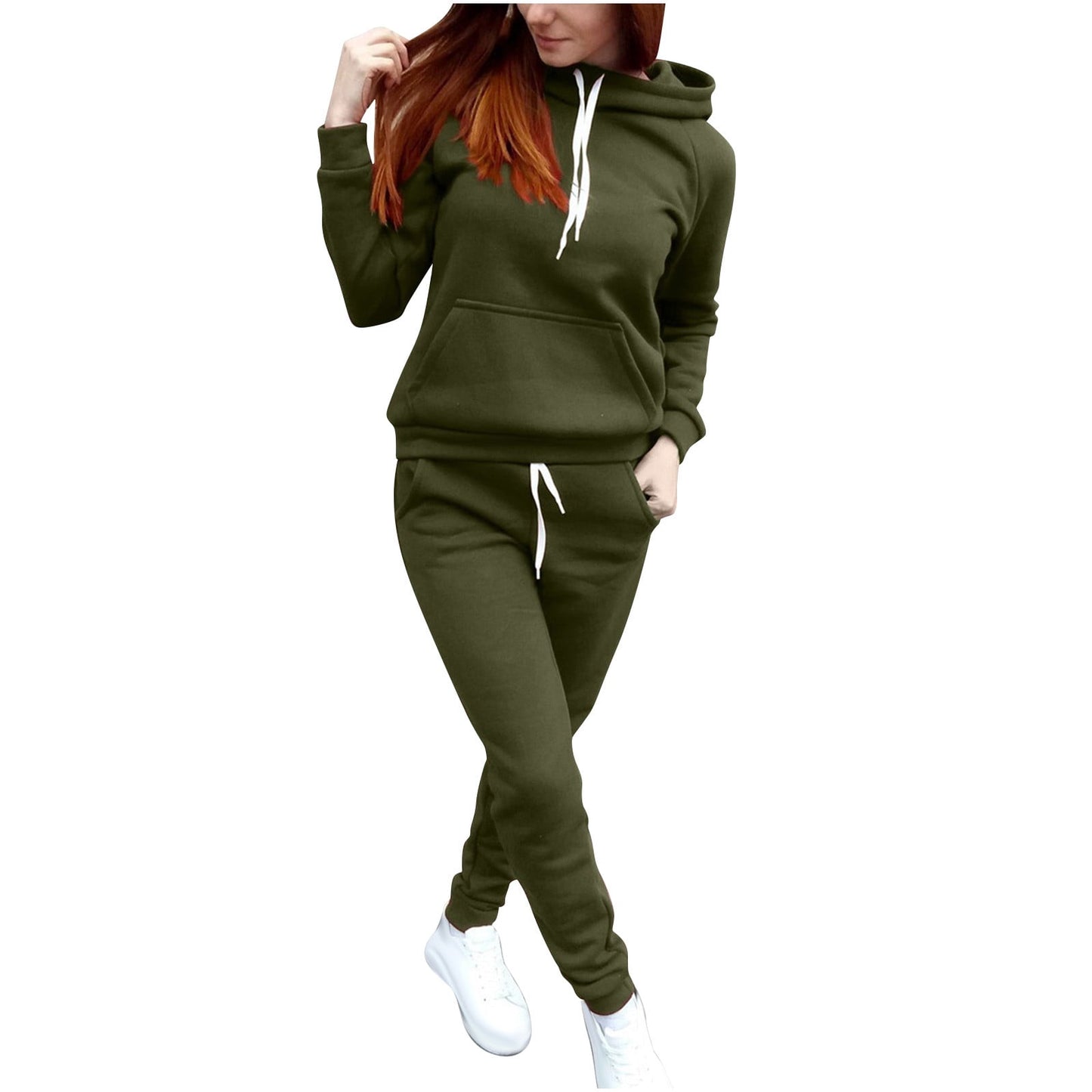 Besolor Women Jogger Outfit Matching Sweat Suits Long Sleeve Hooded Sw
