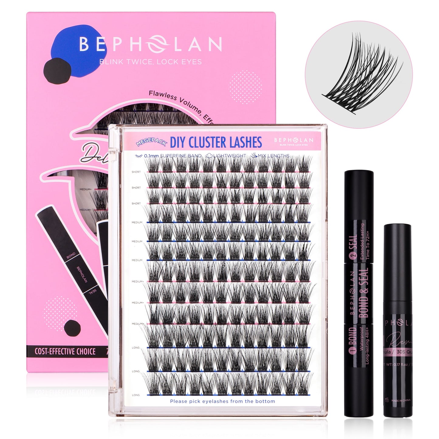 Bepholan 144Pcs Individual Lashes Eyelash Clusters Extensions Thin Ban