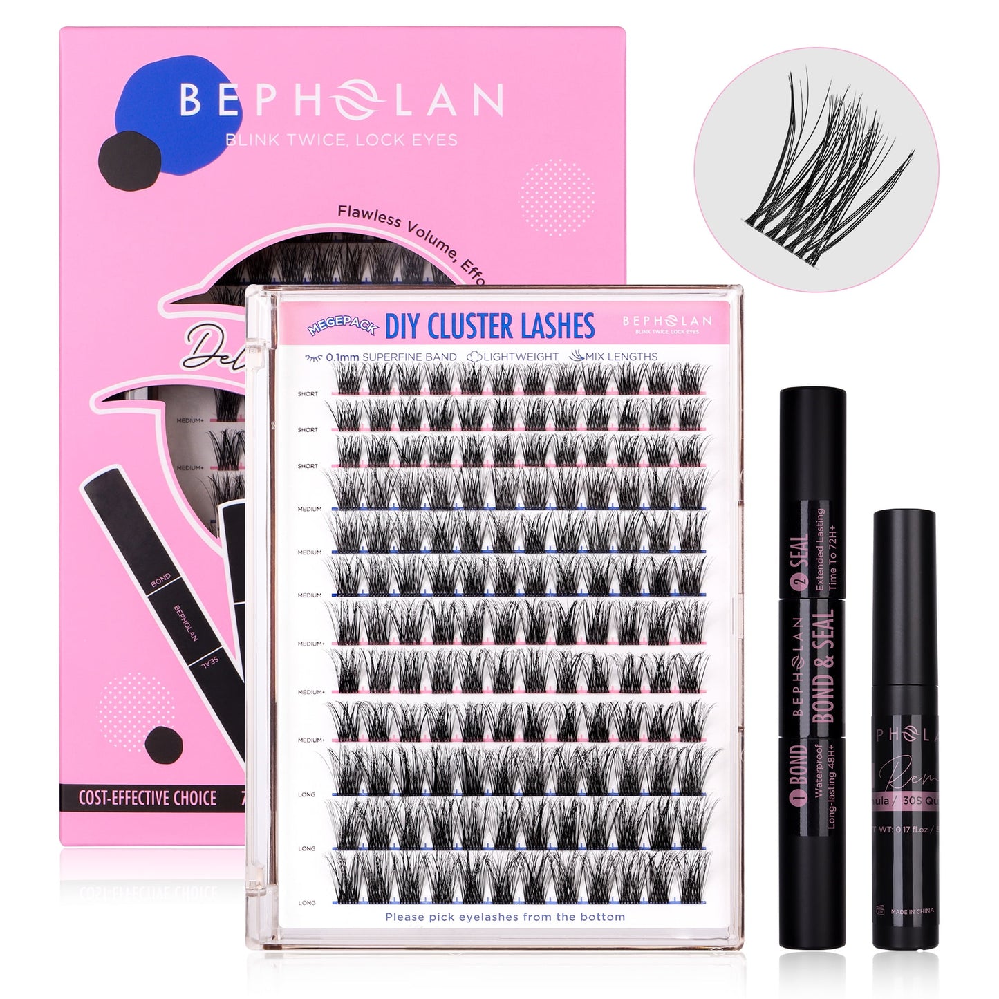 Bepholan 144Pcs Individual Lashes Eyelash Clusters Extensions Thin Ban