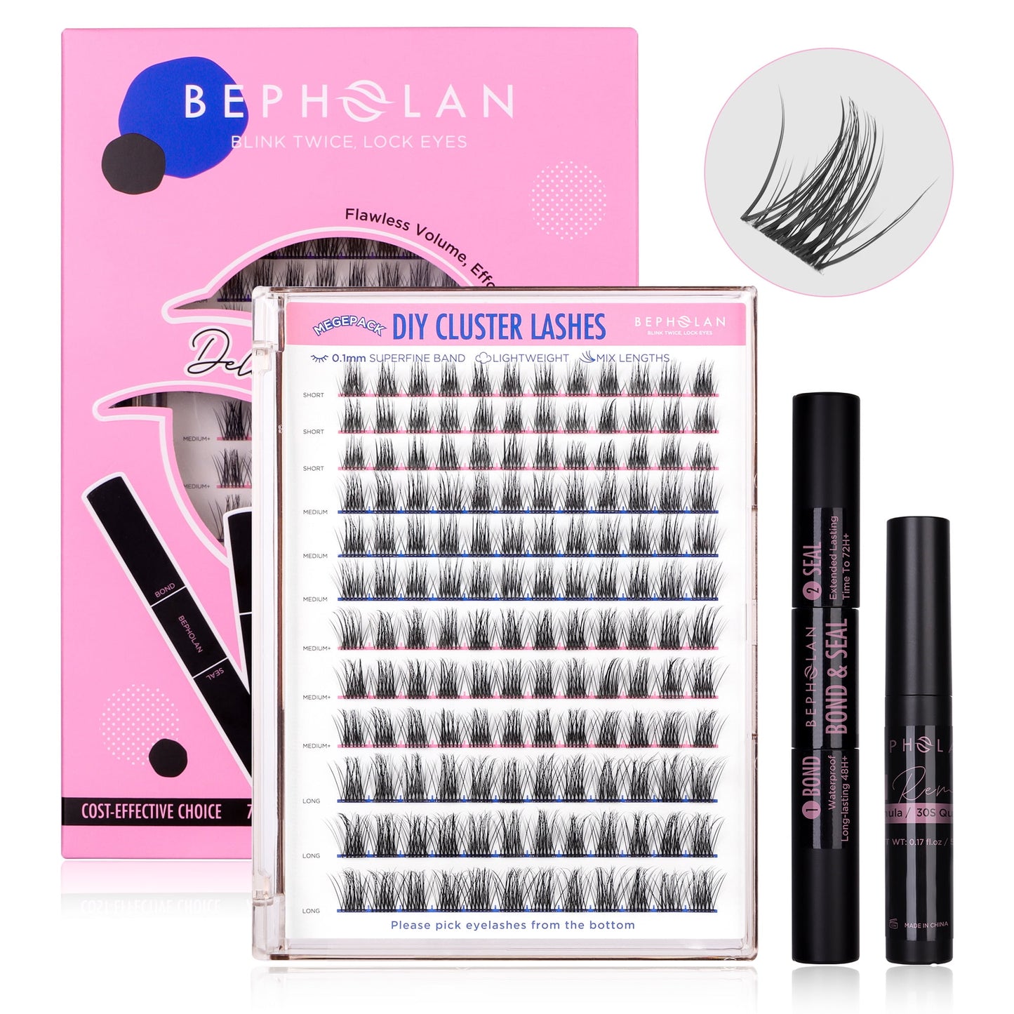 Bepholan 144Pcs Individual Lashes Eyelash Clusters Extensions Thin Ban