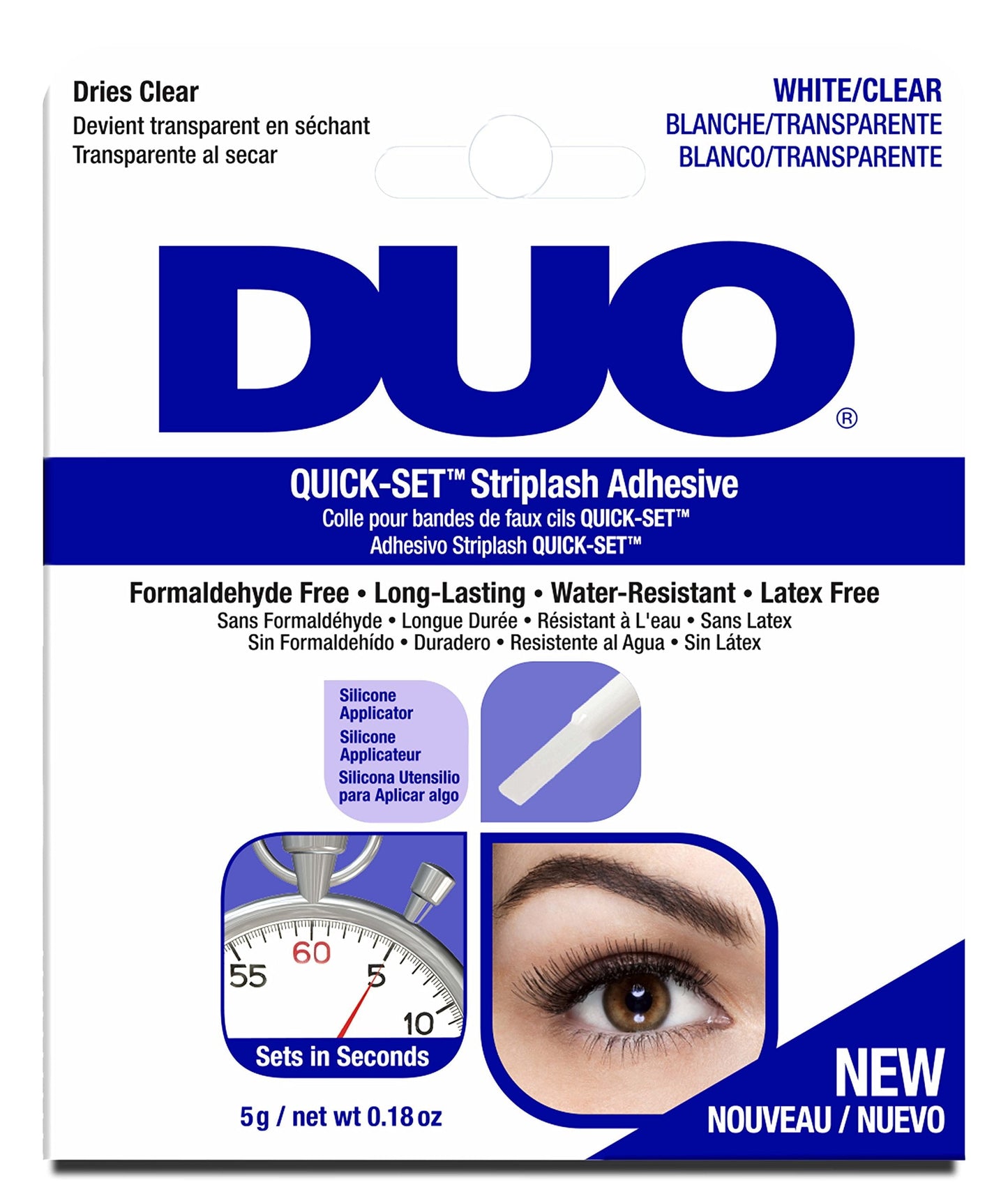 DUO Quick-Set Clear False Strip Lash Adhesive, Dries Invisible 0.18 oz