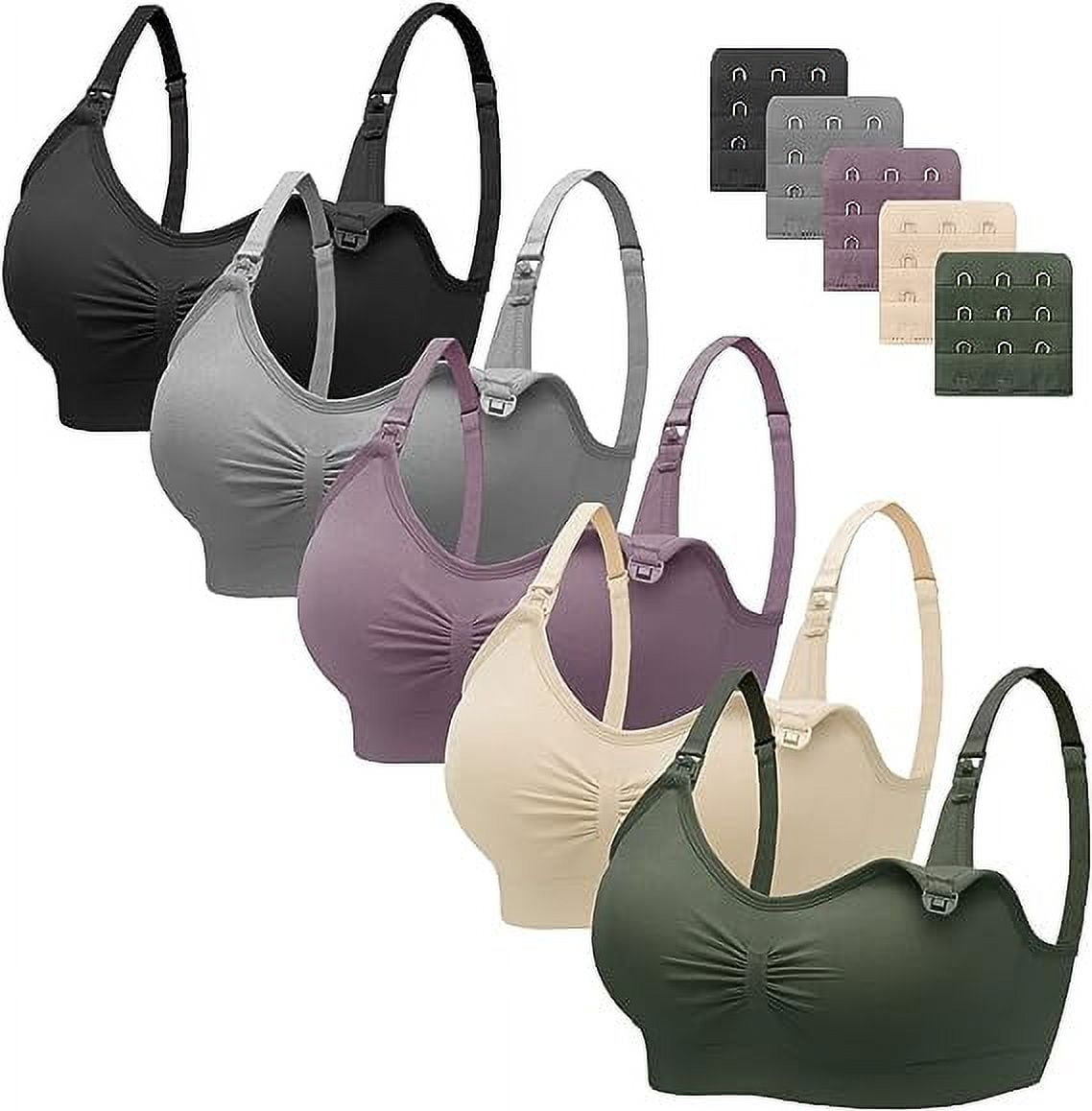 HBlife 5 Pack Nursing Bras for Breastfeeding Womens Maternity Bras Sea