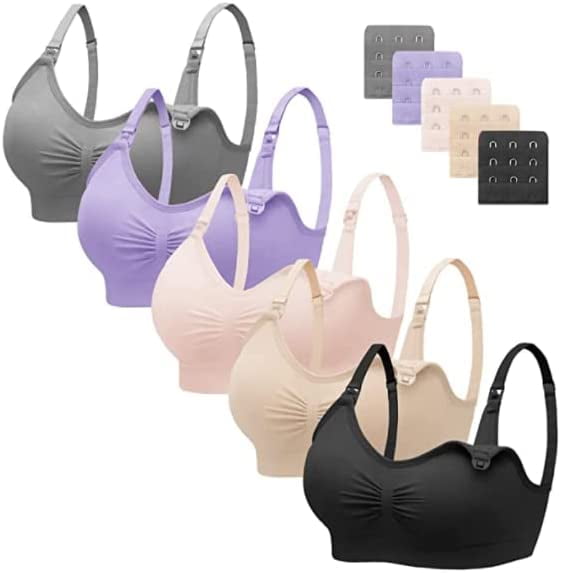 HBlife 5 Pack Nursing Bras for Breastfeeding Womens Maternity Bras Sea