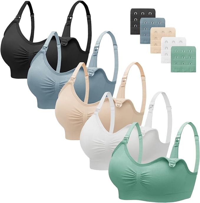 HBlife 5 Pack Nursing Bras for Breastfeeding Womens Maternity Bras Sea