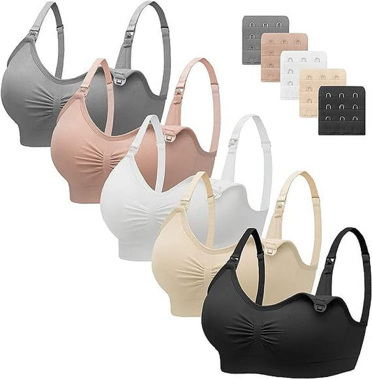 HBlife 5 Pack Nursing Bras for Breastfeeding Womens Maternity Bras Sea