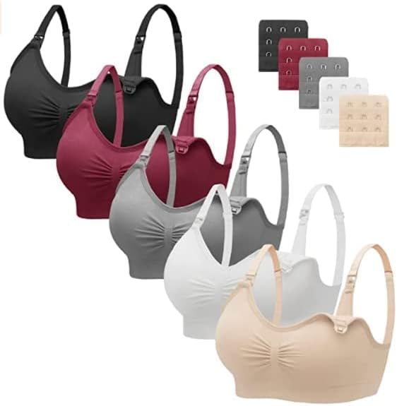 HBlife 5 Pack Nursing Bras for Breastfeeding Womens Maternity Bras Sea
