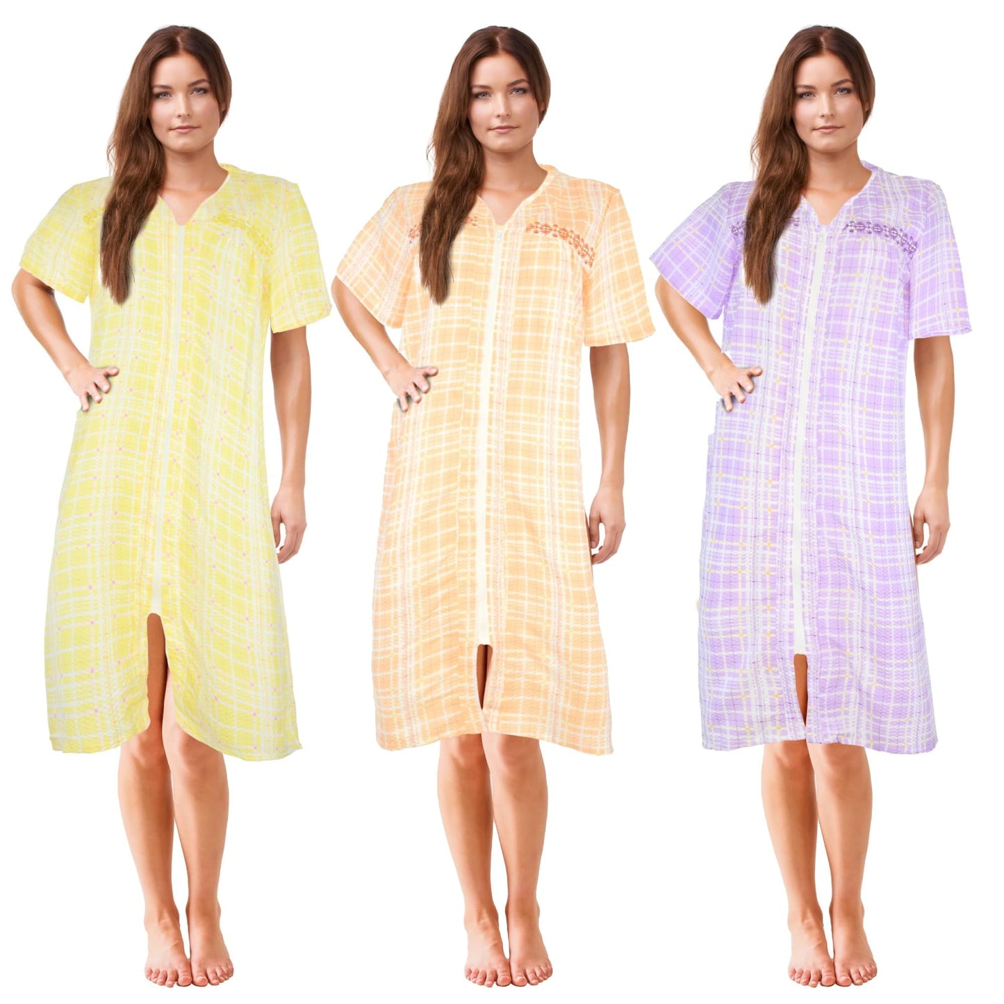 JEFFRICO Womens Dusters For Women Zipper Front Housecoat Lounger Duste