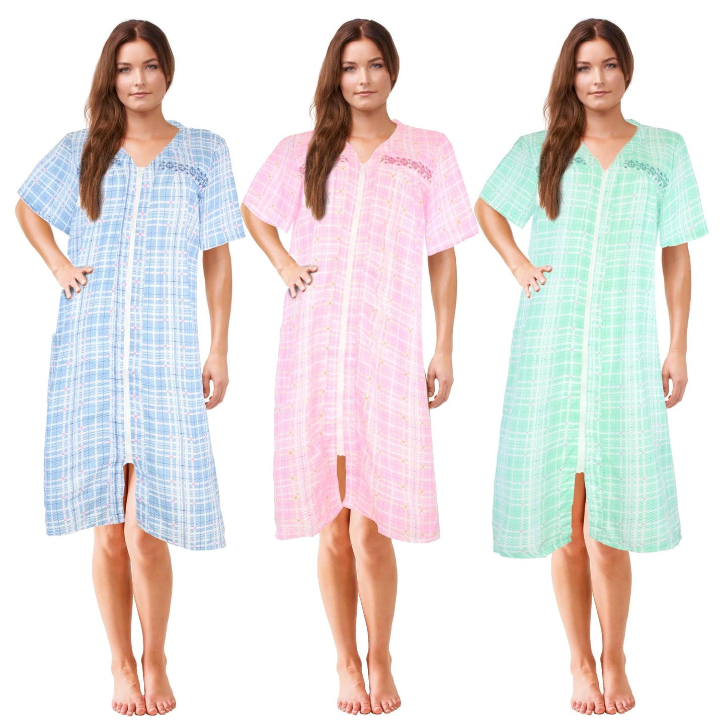JEFFRICO Womens Dusters For Women Zipper Front Housecoat Lounger Duste